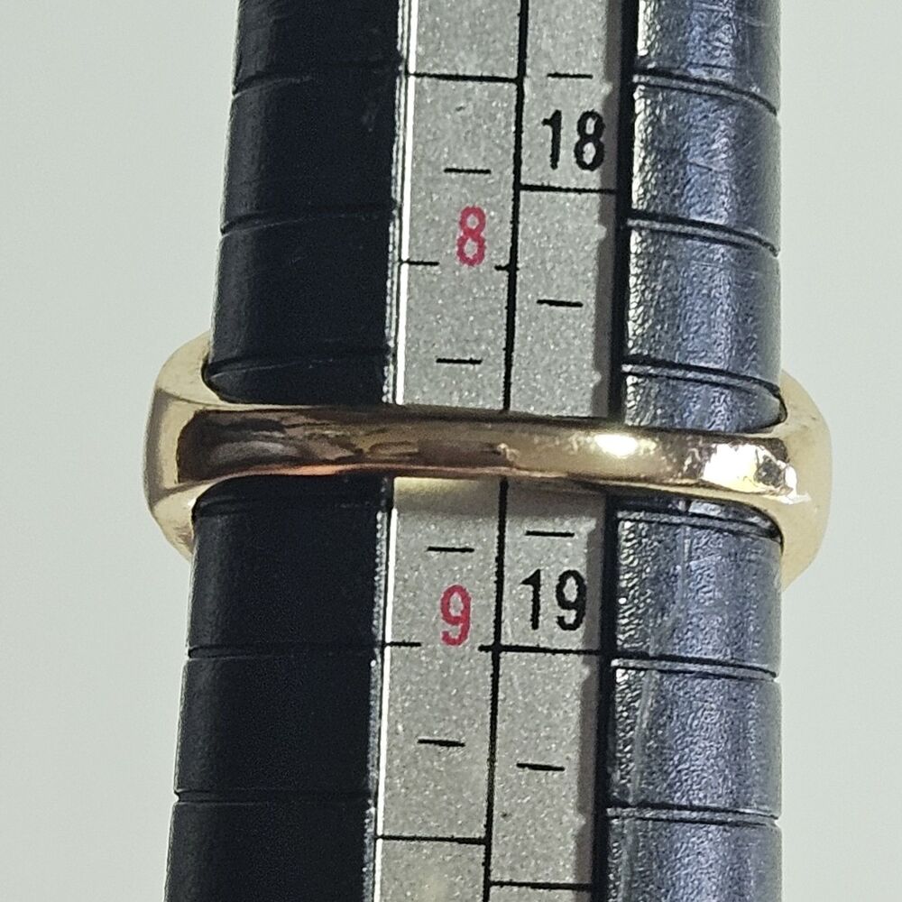 Gold Tone Round Blue Faux Stone Ring Size 8.5 - Picture 7 of 12